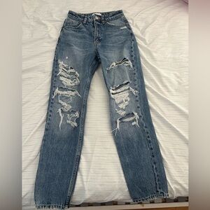Zara Blue Denim Distressed Jeans